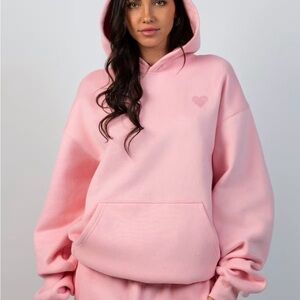 Comfrt Pink LOVE Hoodie and Straightleg Jogger Set